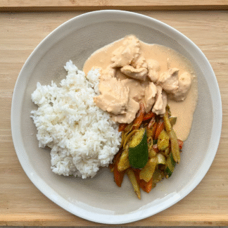 Poulet au curry rouge + garniture au choix